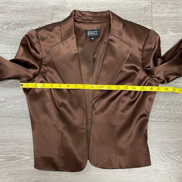 Adrianna Papell Occasions Dress with Jacket Silk Embroidered Beaded Brown 2 - Picture 4 of 16